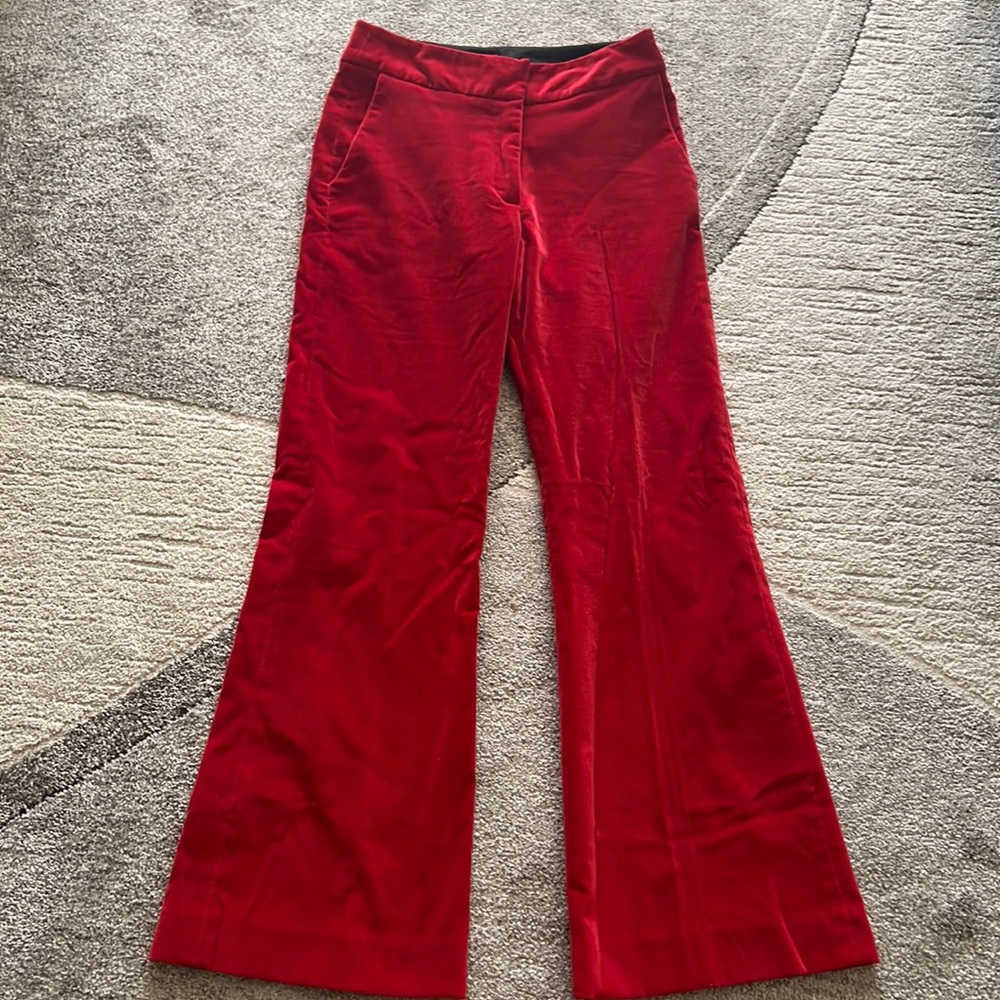 Smyth cropped velvet red flare pant